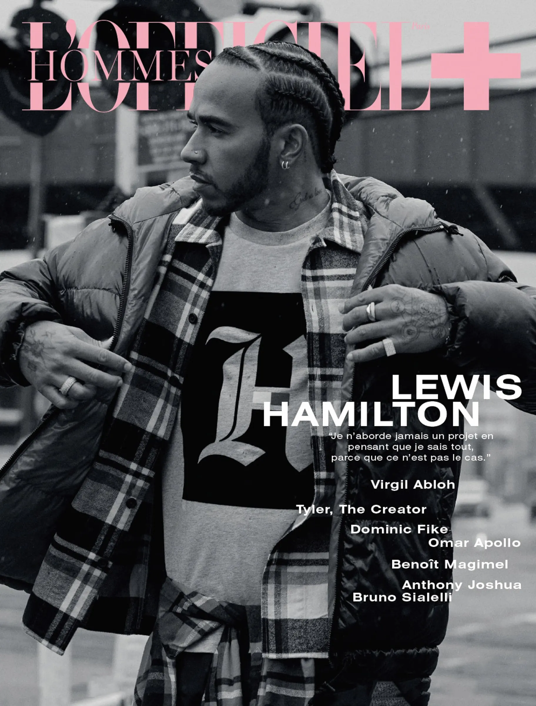 L'Officiel Hommes cover with Lewis Hamilton
